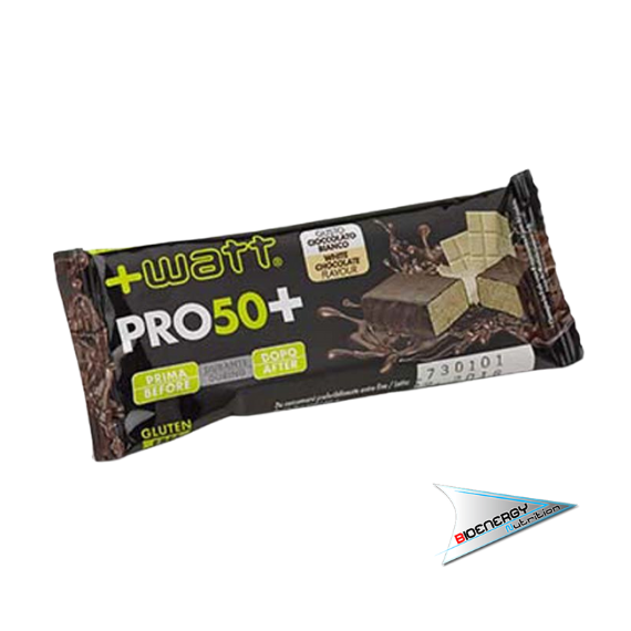 +Watt-PRO50+ (Confezione 24 barrette da 50 gr)   Cioccolato Bianco  